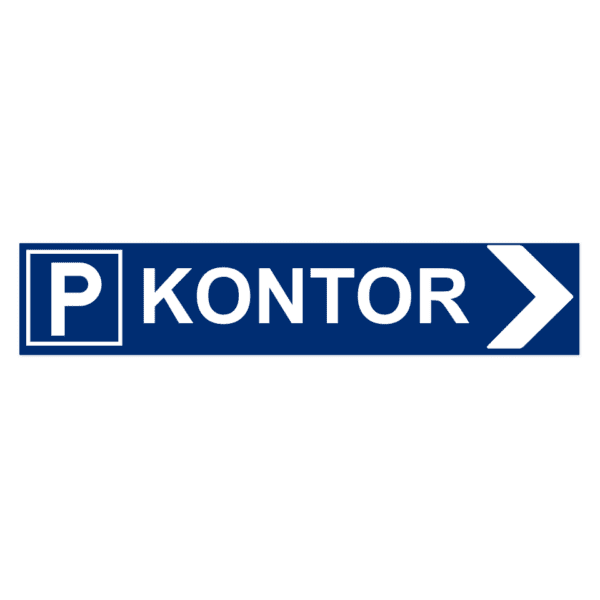 Parkering kontor pil höger-skylten har storleken 750x150mm och tillverkas i materialet aluminium 07mm. Denna standardskylt kan anpassas så att du kan skapa din egen version av skylten.