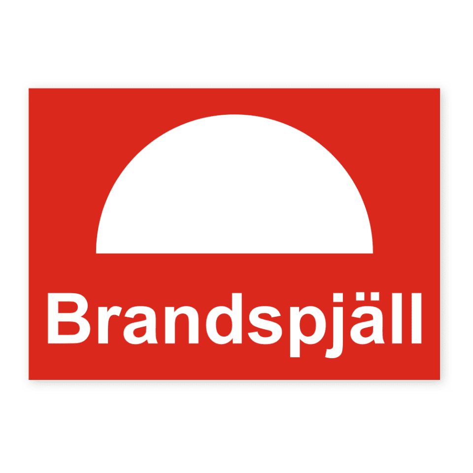 Brandspjäll-skylten har storleken 148x105mm och tillverkas i materialet Aluminium 0.7mm. Denna standardskylt kan anpassas så att du kan skapa din egen version av skylten.